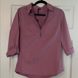 Elegant Mauve Button Down Shirt for Women